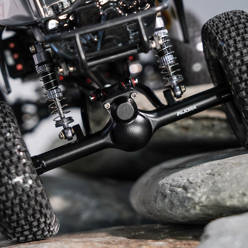 INJORA full axle assembly showcases premium build for improved scale performance.