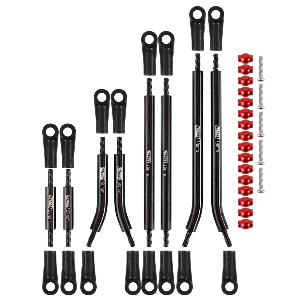 INJORA high clearance 4-link side view highlights stainless steel durability