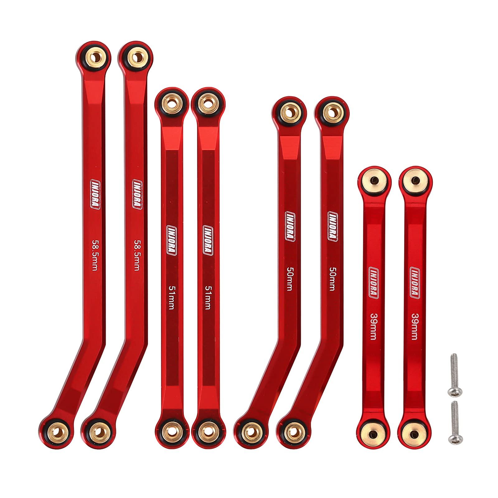 INJORA high clearance front 4-links set in red aluminum CNC for SCX24 improves climb clearance