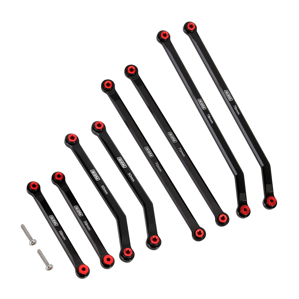 INJORA high clearance front 4 links for SCX24 Gladiator improve ground clearance during climbs.