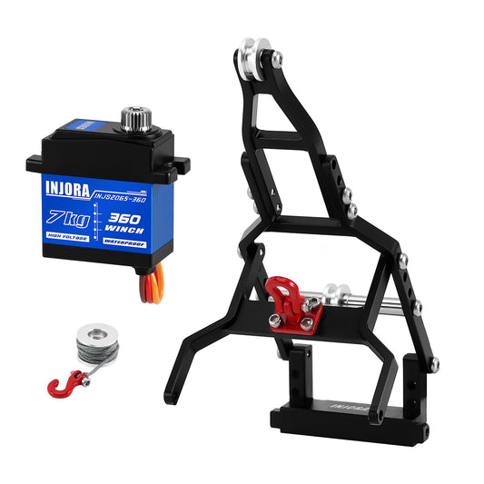 INJORA INJS2065-360 winch servo showing rugged 7kg torque for tough RC recoveries