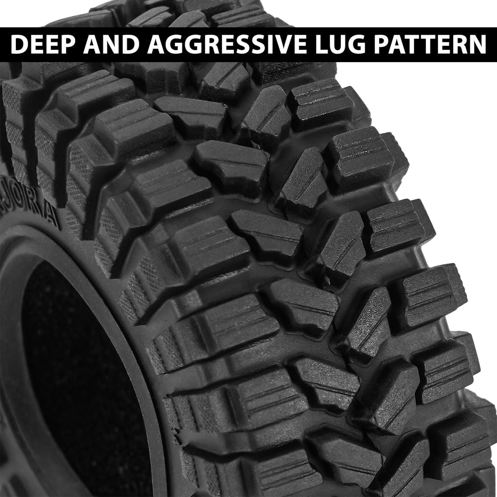 INJORA King Trekker S5 multi-curve tread siping boosts traction on loose dirt