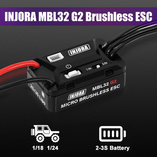 INJORA MBL32 G2 programmable ESC features micro crawler compatible features