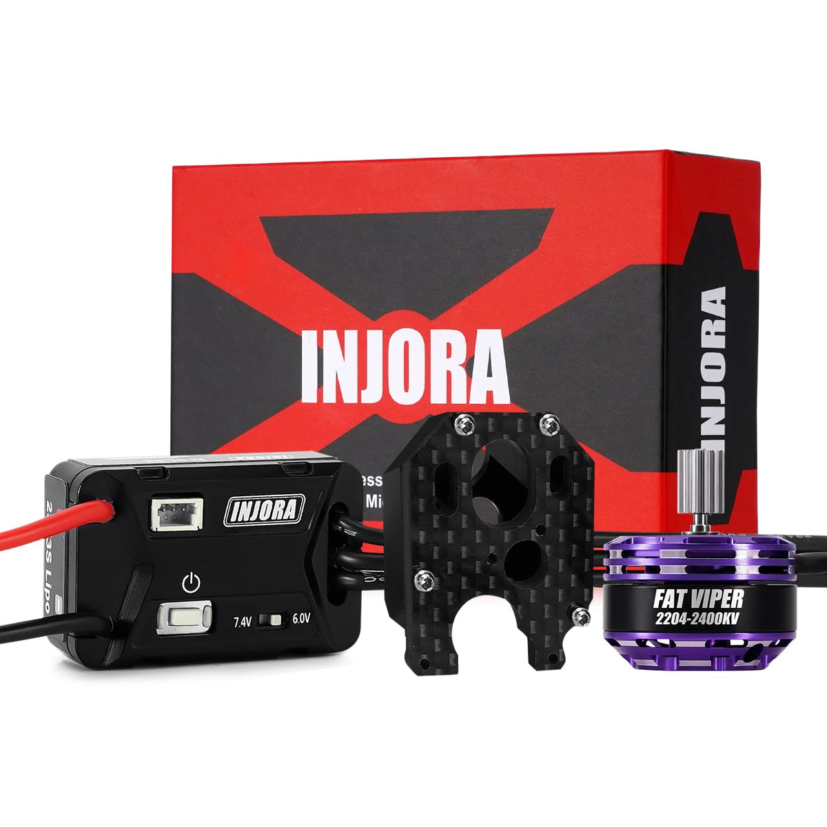 INJORA MBL32 G2 waterproof ESC close-up demonstrates precise control in all conditions.