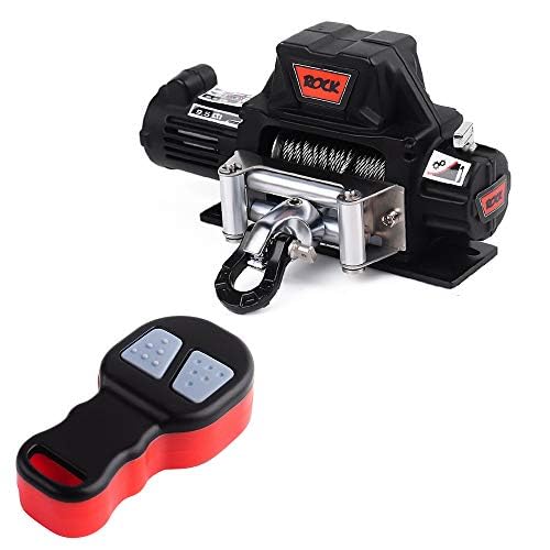 INJORA metal winch with wireless remote for precise towing on 1:10 crawlers.