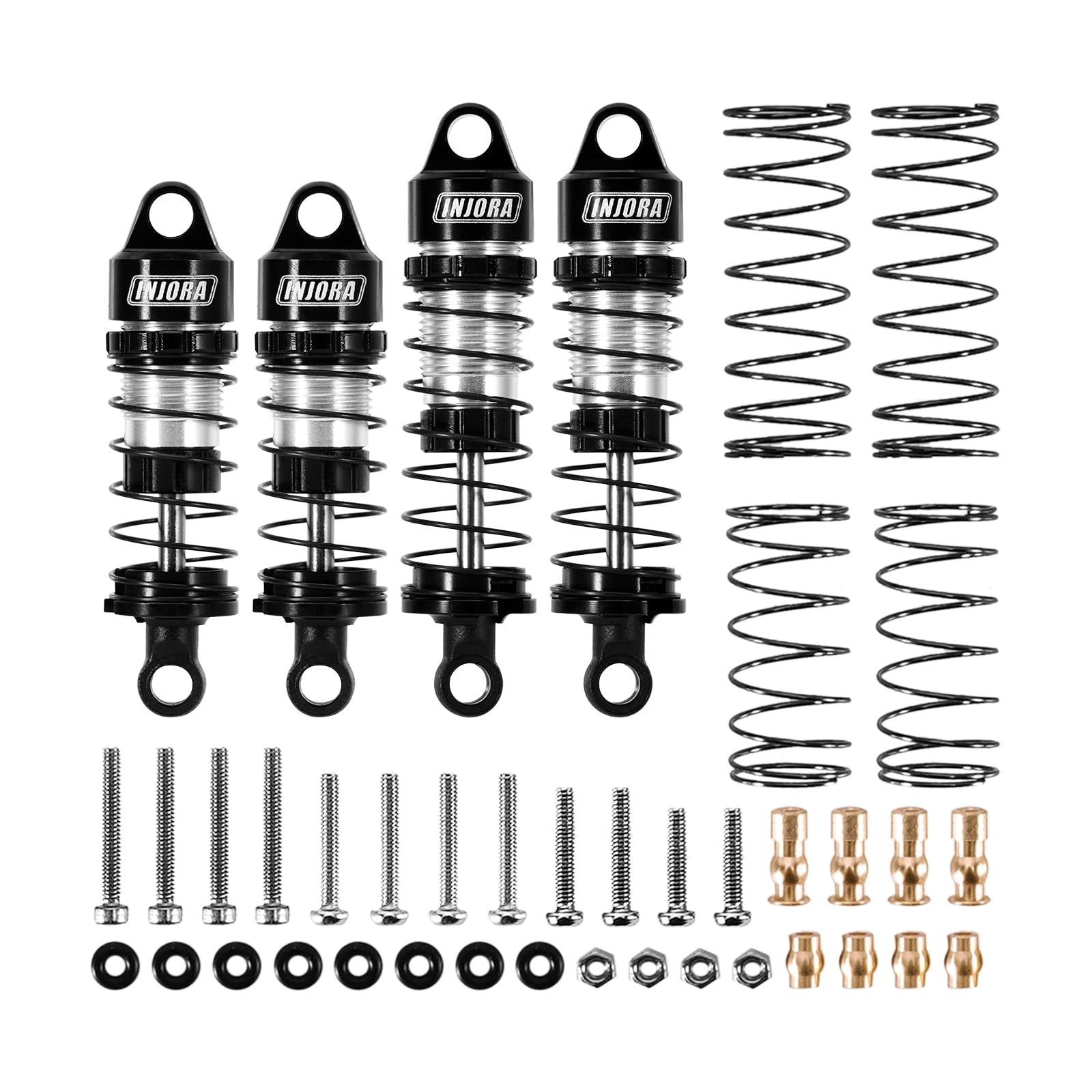 INJORA nylon bottom rod ends add flexibility for smoother suspension movement.
