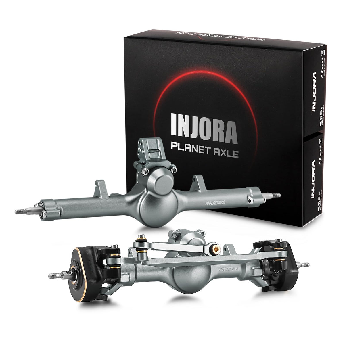 INJORA planet front axle enhances scale realism for SCX24 builds.