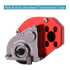 INJORA precision CNC aluminum and steel gearbox with red anodized finish improves stability.