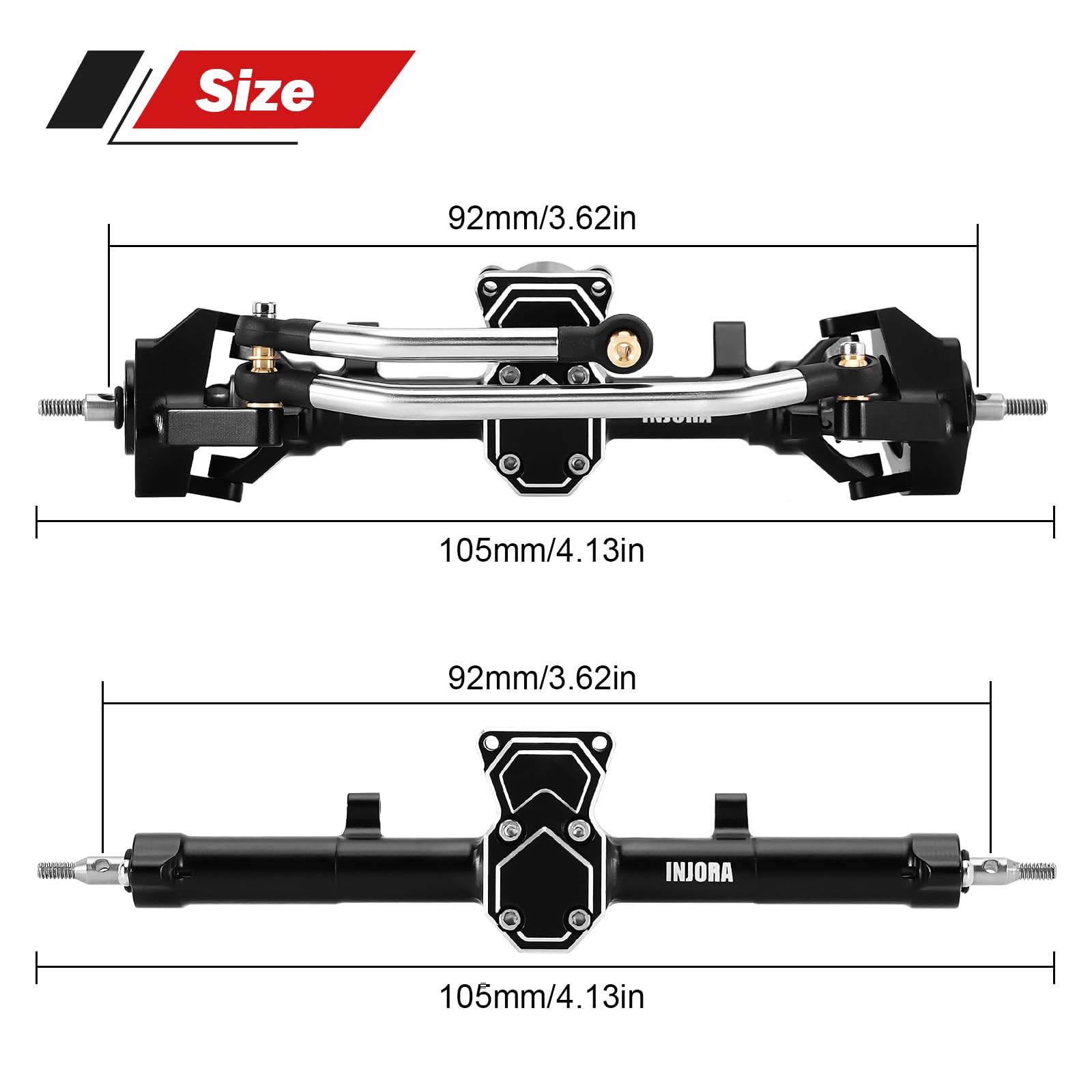INJORA ProSteer front 13T gear delivers front overdrive for better climbing.