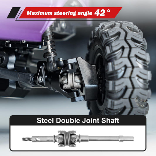 INJORA ProSteer rear axle adds stability on rough terrain for confident handling.