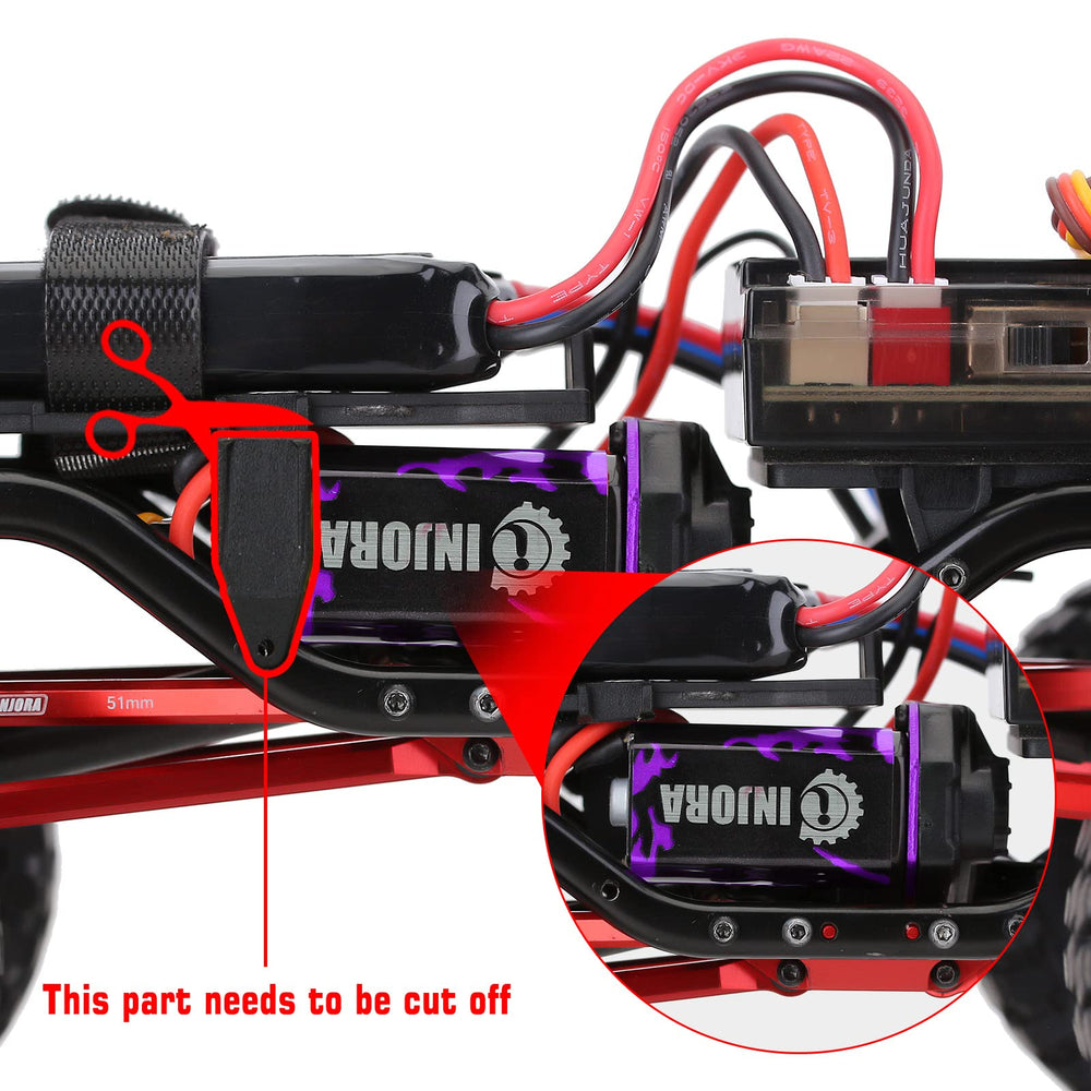 INJORA motor mount shown for Axial SCX24 fits Gladiator variants with ease.