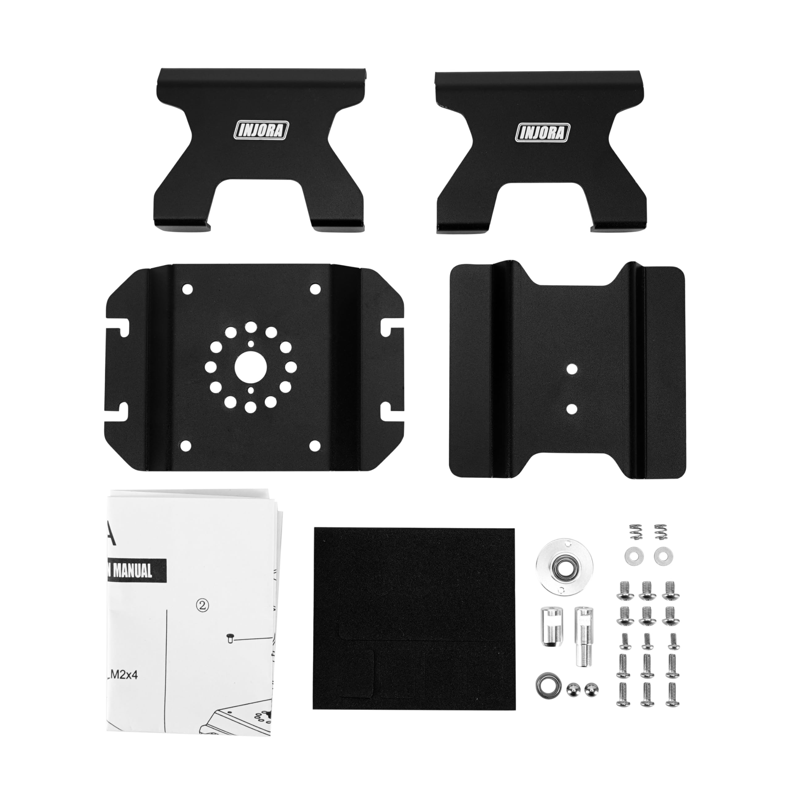 INJORA RC crawler stand with dual-bearing supports smooth rotation and precise angle control.