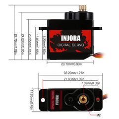 INJORA 15T arm detailed assembly image highlights easy installation.