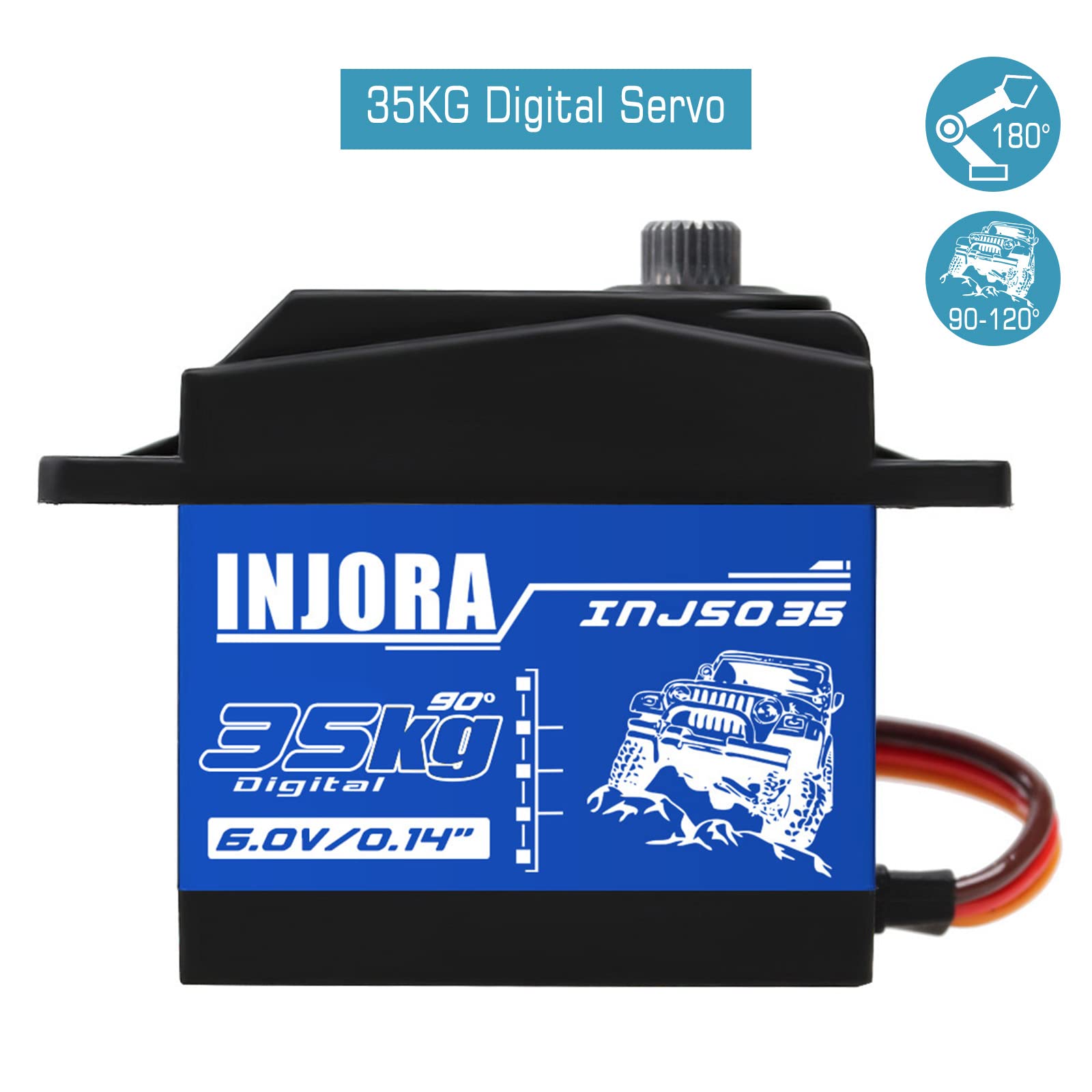 INJORA RC servo core motor delivers reliable response with metal gears