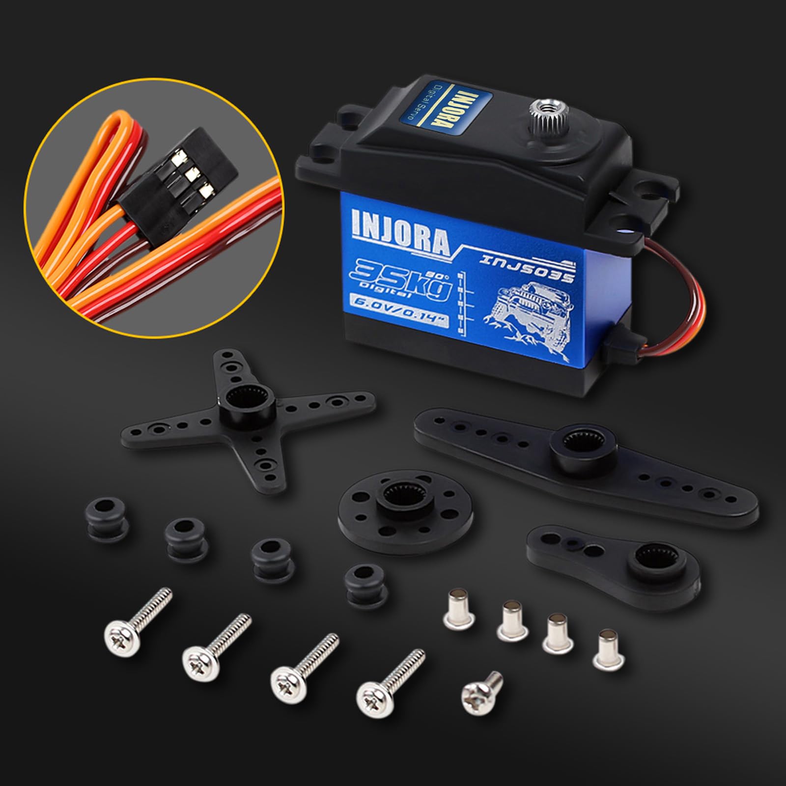 INJORA RC servo includes JR connector and 260 mm lead for easy wiring