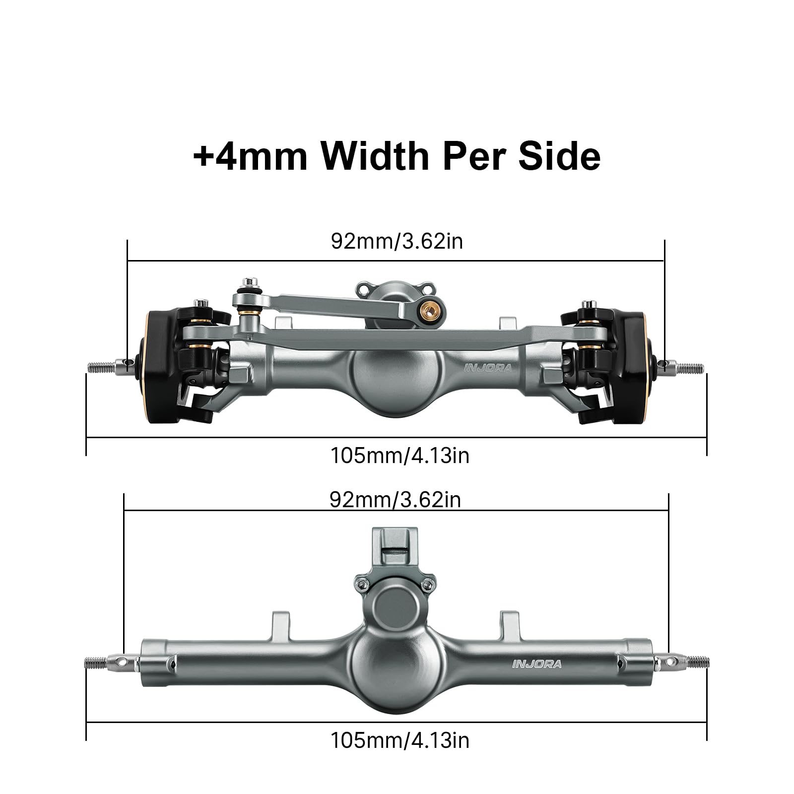INJORA rear axle truss mount allows adjustable alignment.