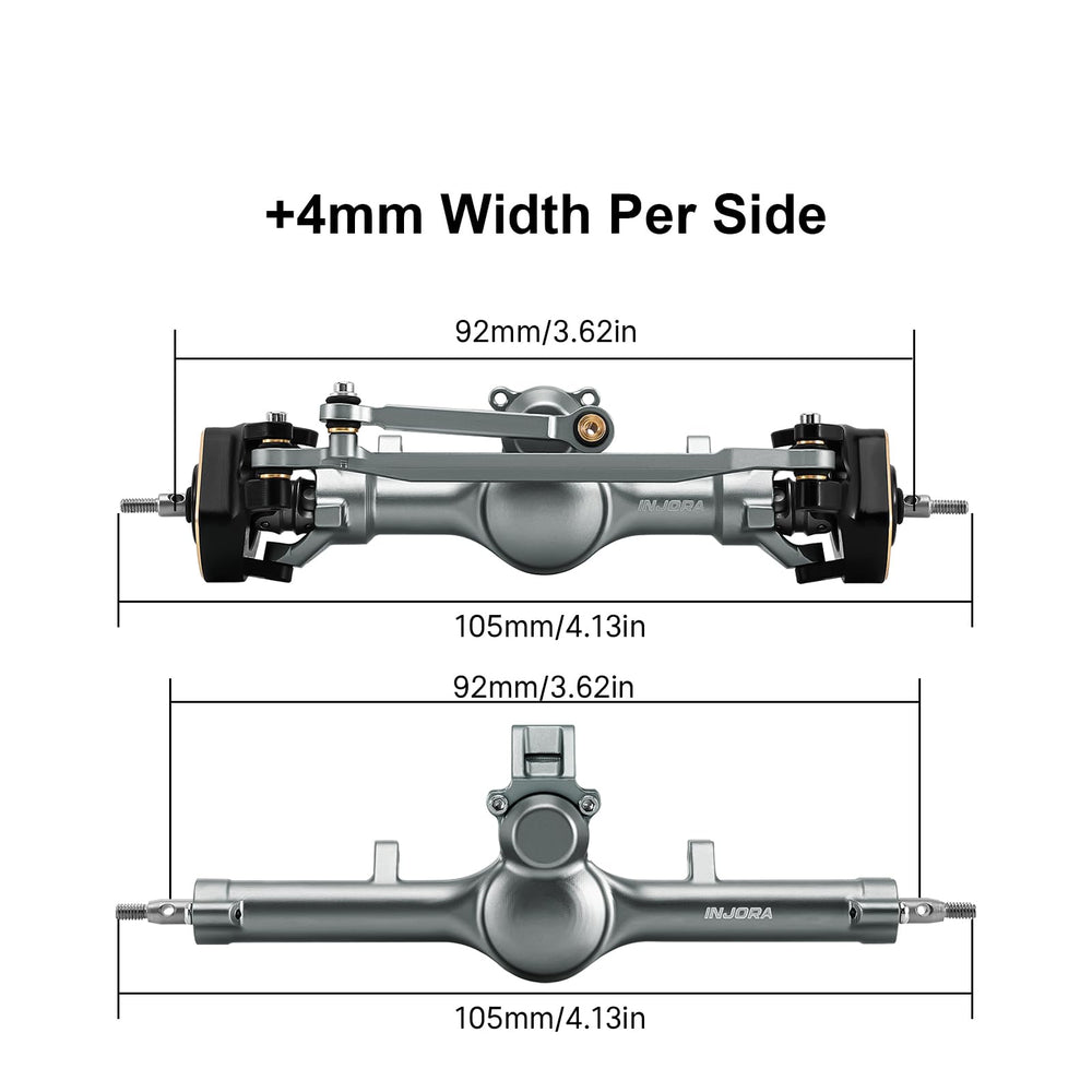 INJORA rear axle truss mount allows adjustable alignment.