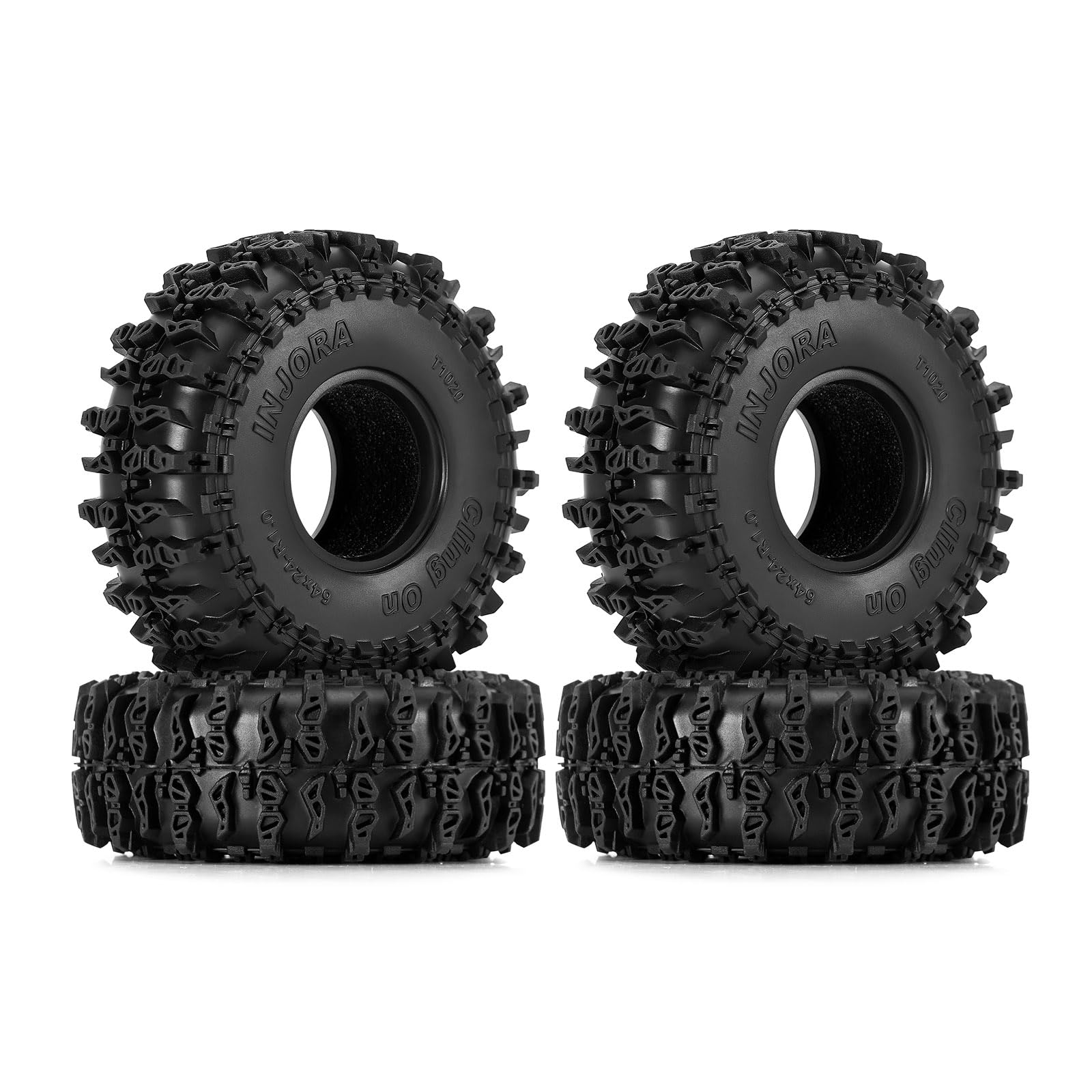 INJORA S5 cling on tires front view showing rugged grip for TRX4M