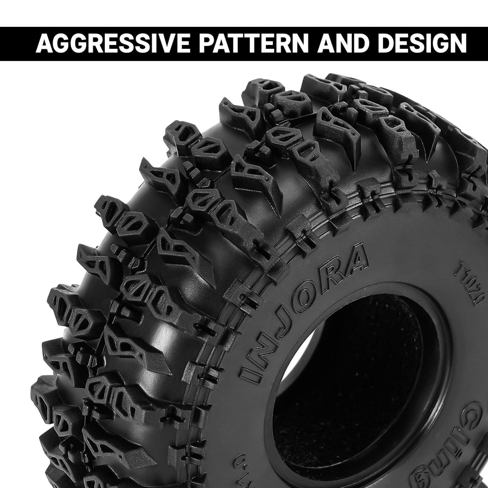 INJORA S5 cling on tires close up showing soft compound for traction
