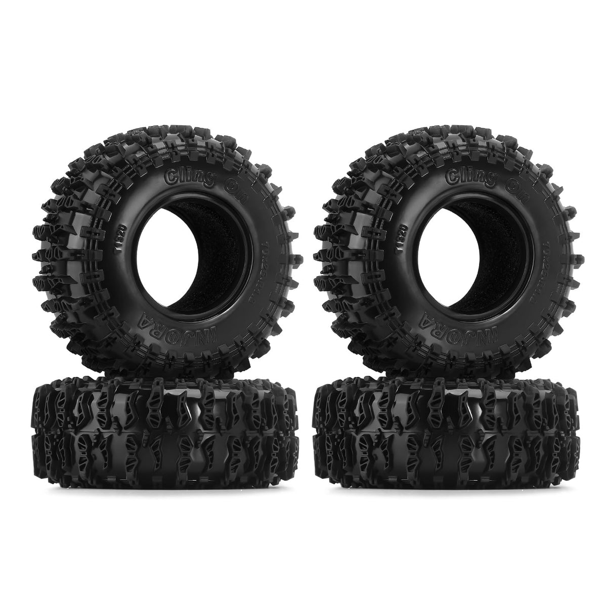INJORA S5 cling on tires 70x26 deliver rugged traction on rock terrain.