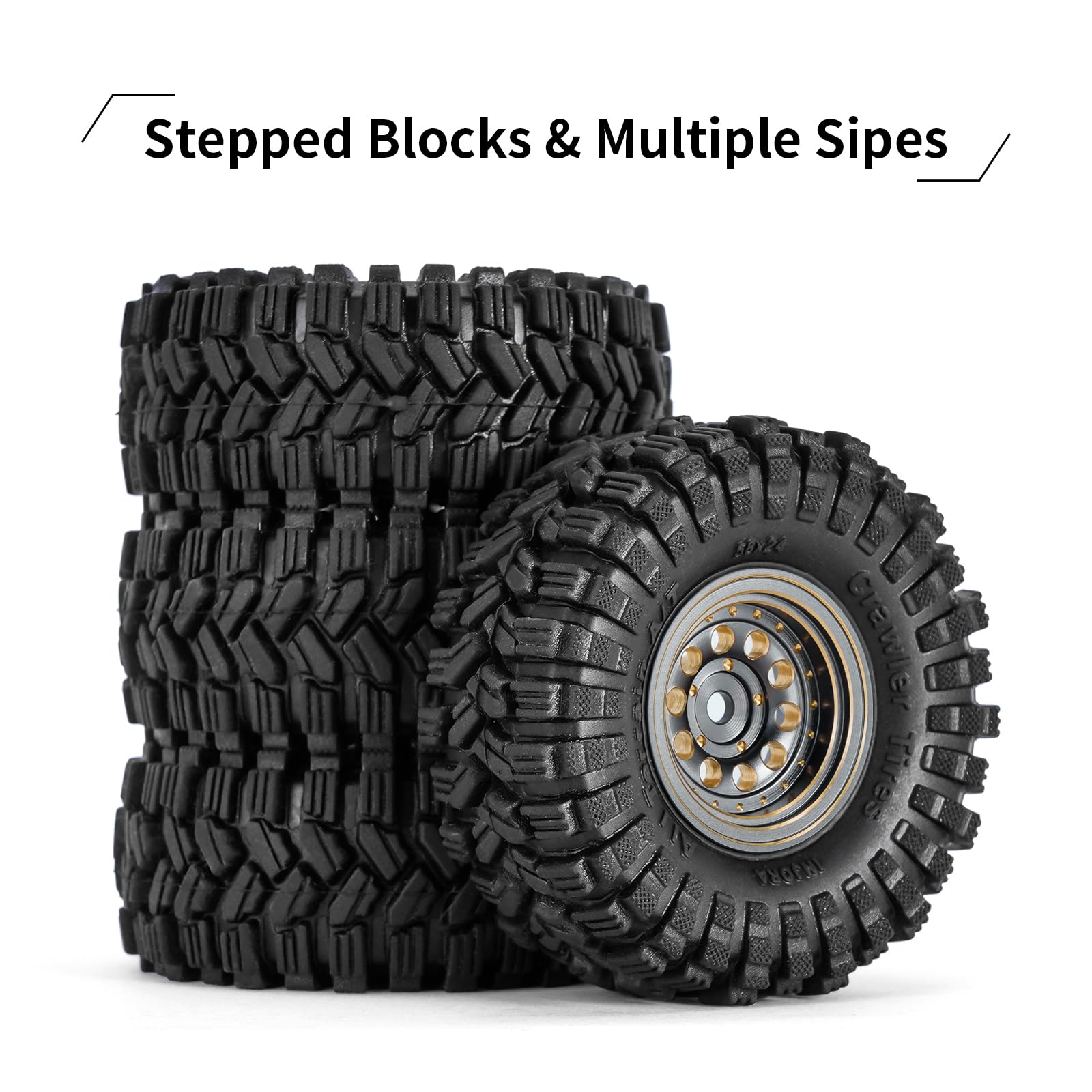 INJORA S5 tires 58x24mm improve grip on rough terrain.