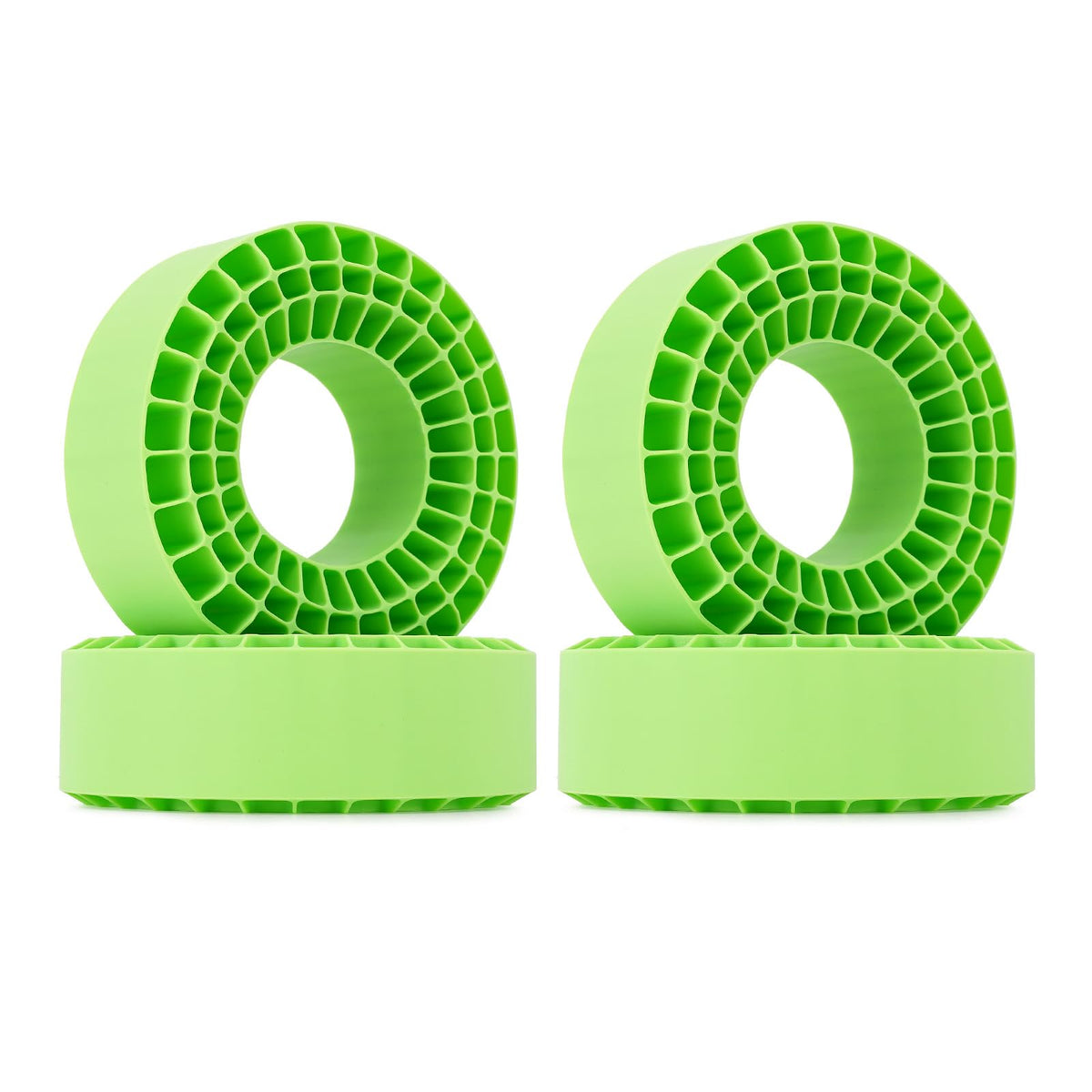INJORA green silicone foam insert for 132-134mm tires enhances stability.