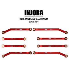 INJORA smoother ride front links in red for 1/24 scale crawlers