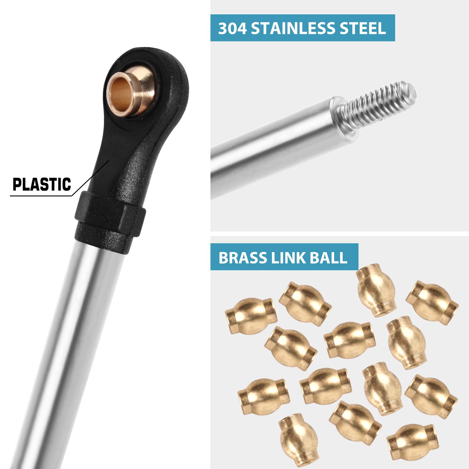 INJORA plastic rod ends provide durability and flexibility on rough terrain.