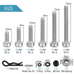 Closeup of INJORA screws showing durable HSS steel and precise threads.
