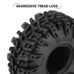INJORA Swamp Claw 1.0 sidewall detail showing durable rubber construction.