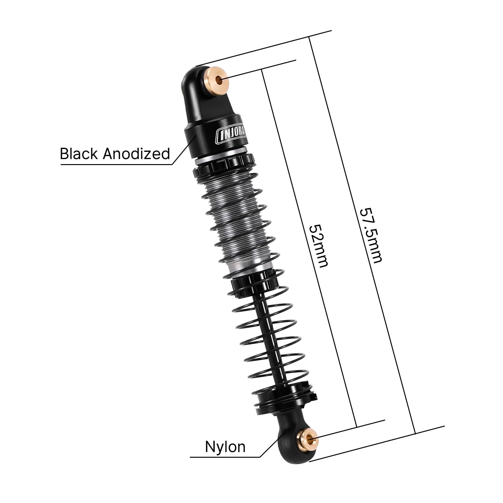 INJORA threaded pre load adjustment enables quick ride height tuning
