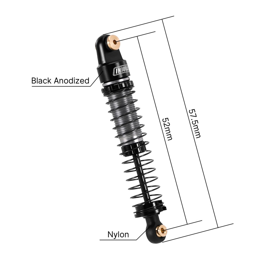 INJORA threaded pre load adjustment enables quick ride height tuning