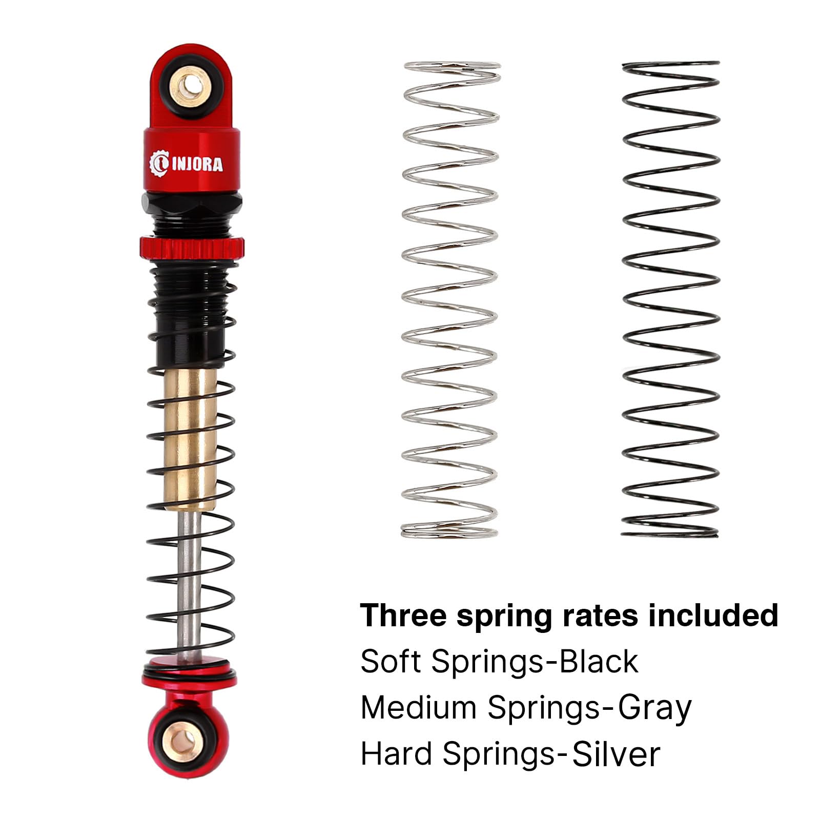 INJORA threaded shock preload adjustment view for quick tuning