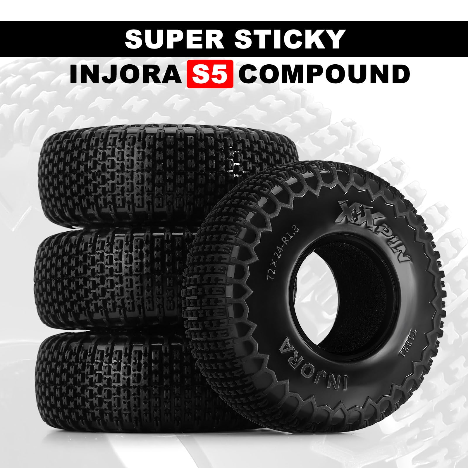 INJORA tire mounted on wheel demonstrates quick compatibility with 1.3-inch rims.