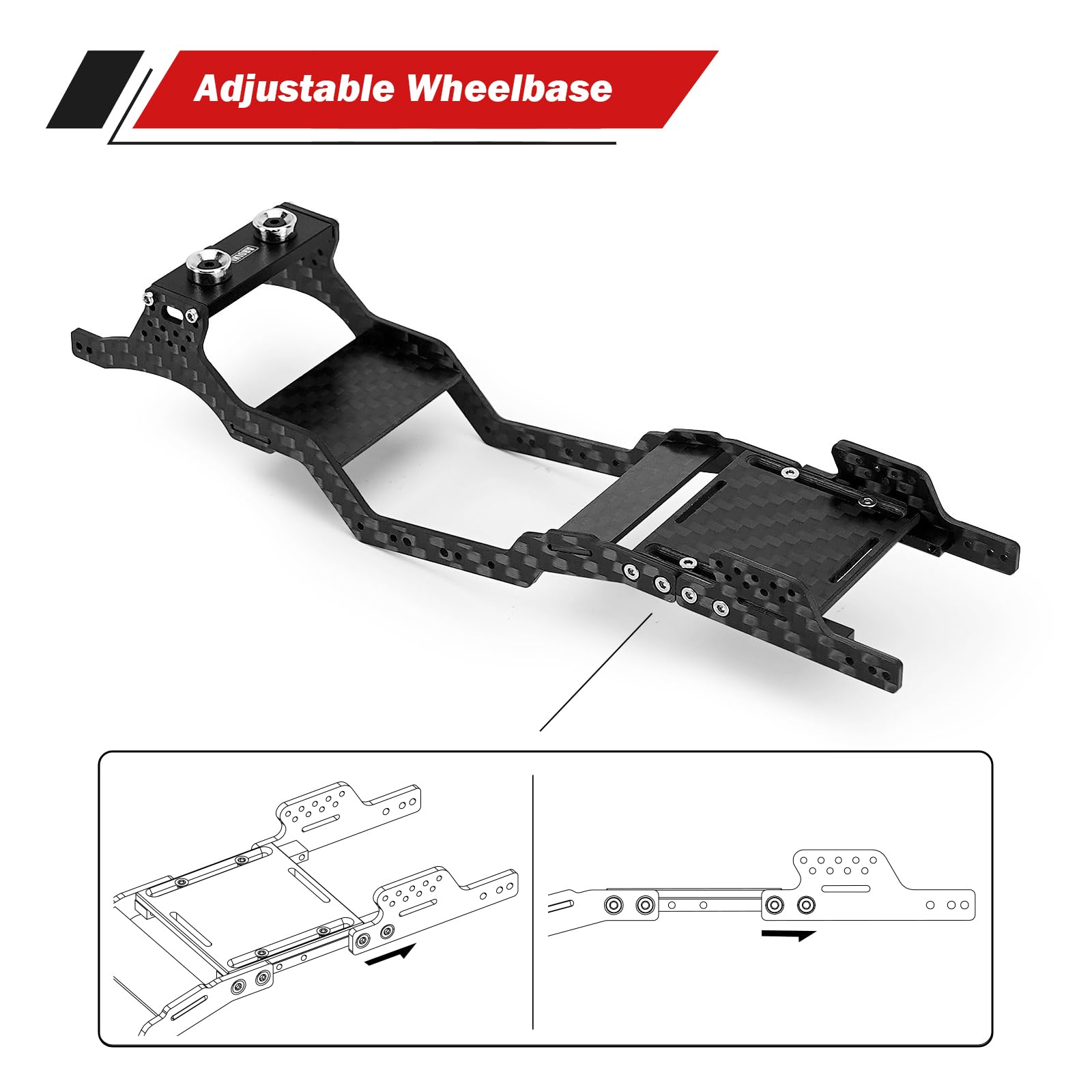 INJORA frame with multiple shock mounting points for precise suspension tuning