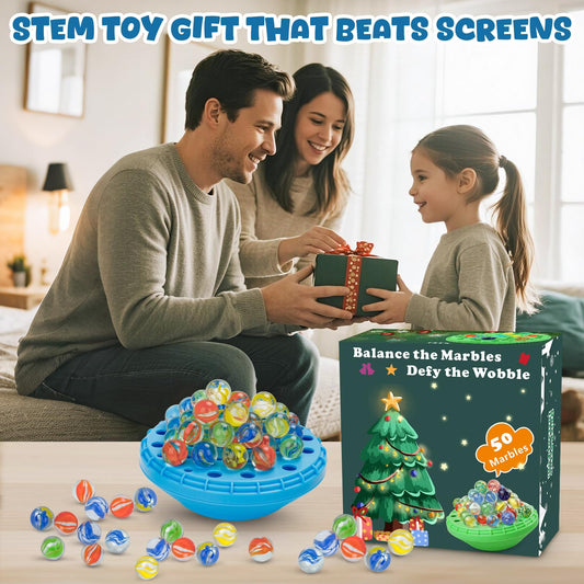 INKZOO Marble Balance Game: 50 glass marbles for vibrant group play