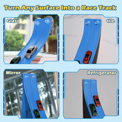 INKZOO Flex Tracks vertical mounting on windows adds space-saving play