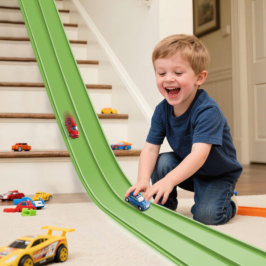 INKZOO flexible-track-15ft-setup enables quick, beginner-friendly racing fun.