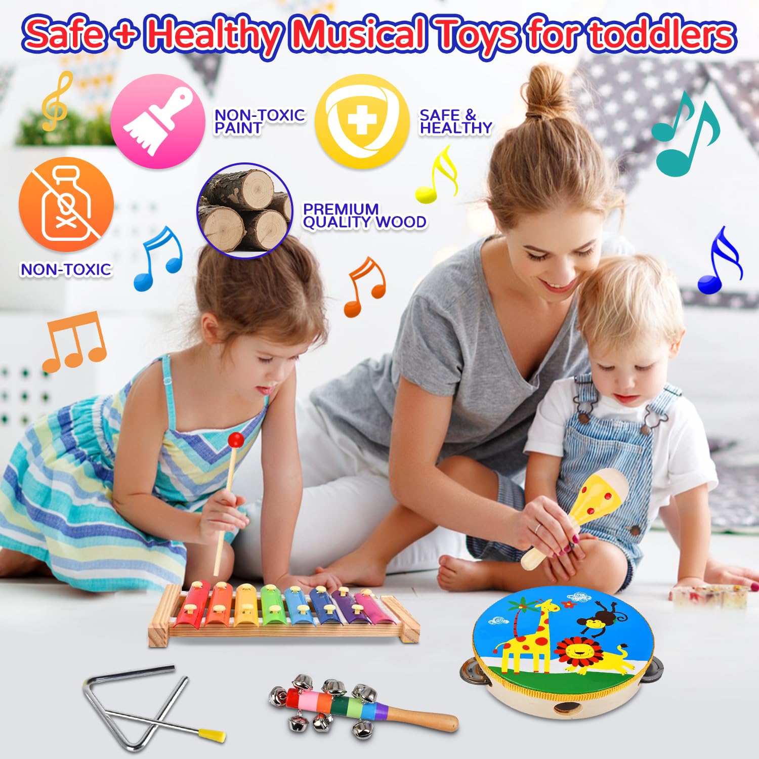INLAIER 8-tone xylophone with mallets encourages early rhythm exploration for kids.