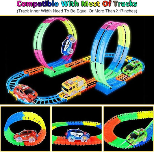 INLAIER Track Cars green LED on for bright daytime excitement and tracking.