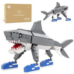 Inmygene Shark Building Set with 221 bricks for creative, screen-free fun.