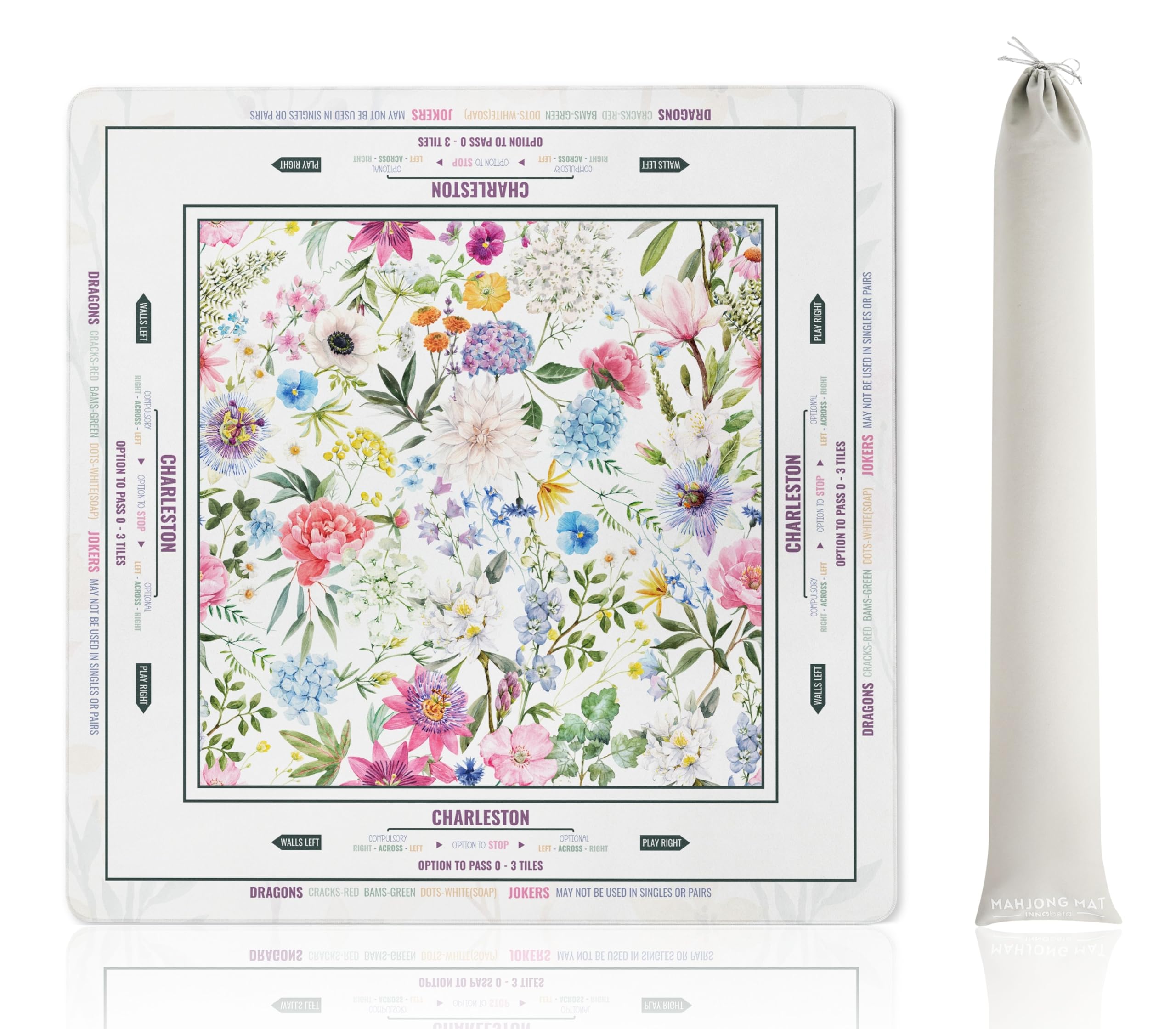 InnoBeta Mahjong Mat Flower-Carnation-12 back: anti-slip stability for steady gameplay