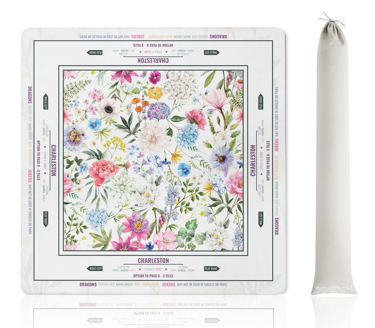 InnoBeta Mahjong Mat Flower-Carnation-12 back: anti-slip stability for steady gameplay