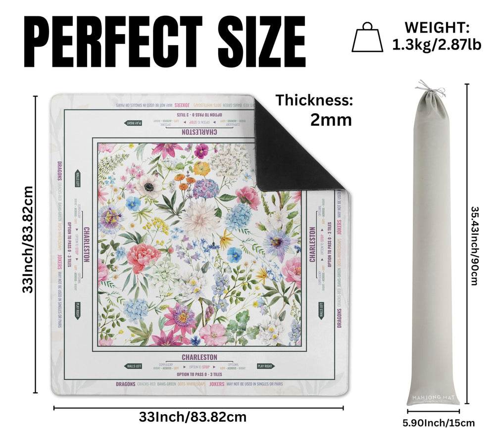 InnoBeta Mahjong Mat Flower-Carnation-12 edge: durable seam to prevent fraying