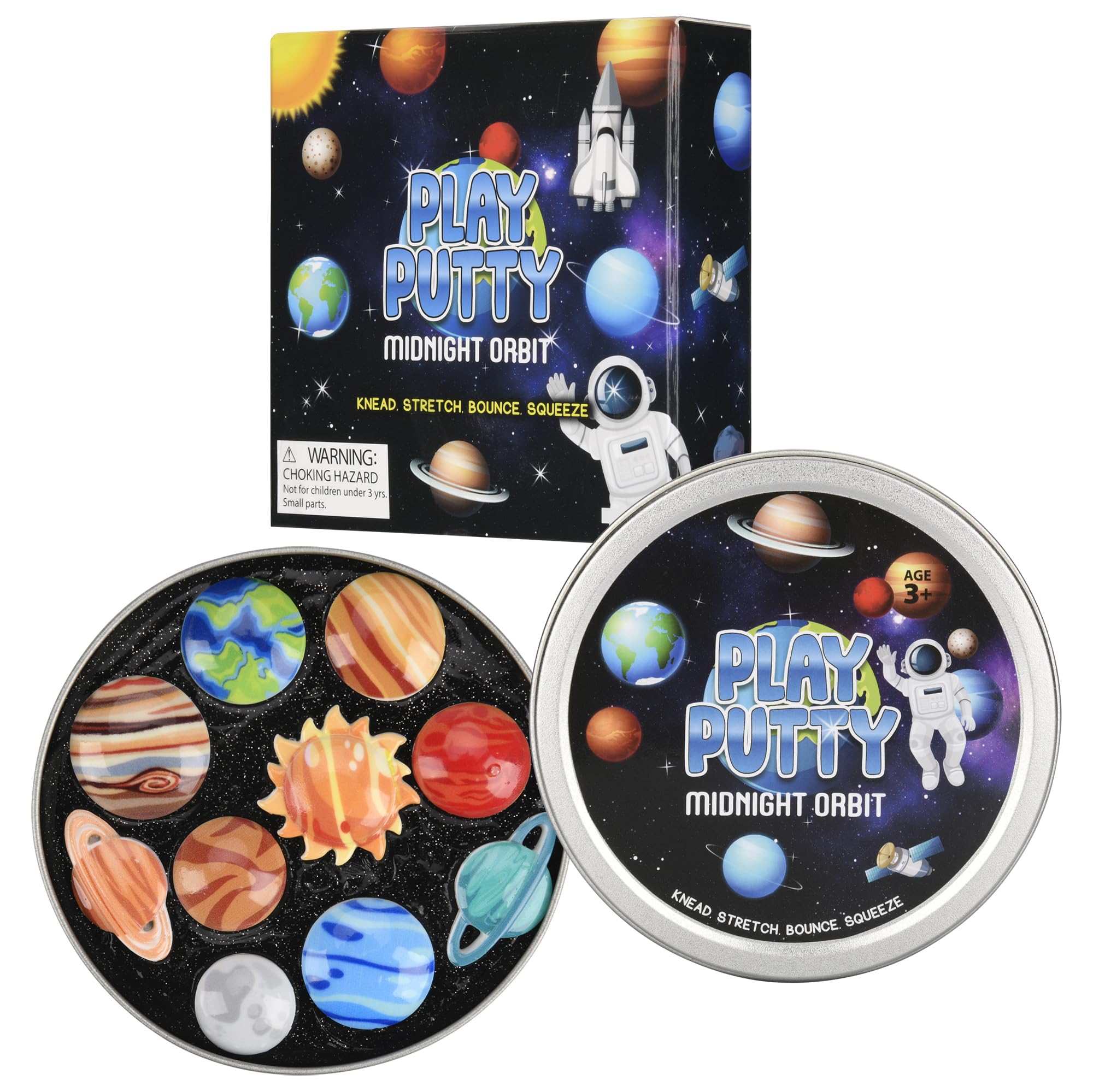 Inner-ACTIVE space gift putty keeps charms organized in a tin.