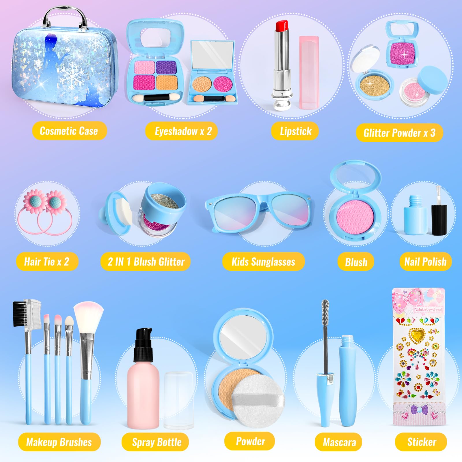 INNOCHEER blush dust enables soft, rosy pretend blush during dress-up.