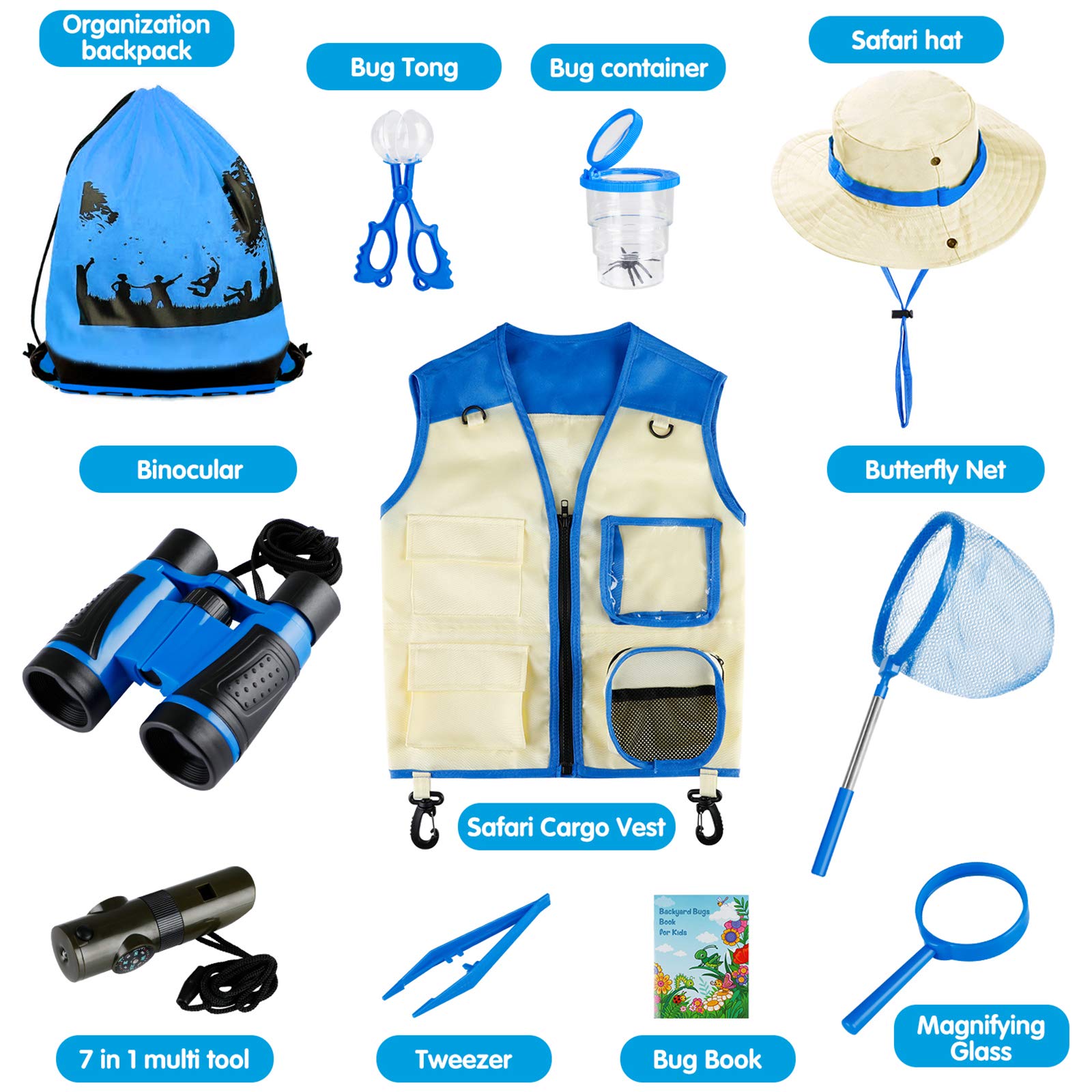 INNOCHEER Bug Catcher Kit with safari hat promotes sun protection during play.