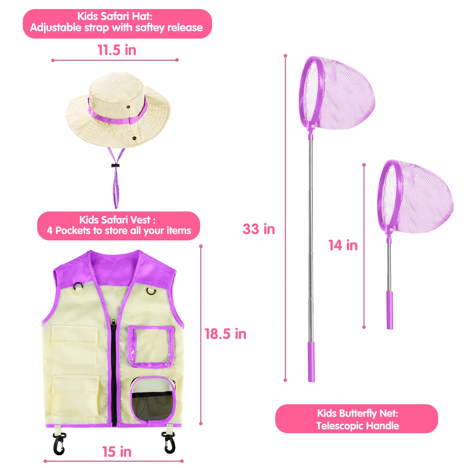 Butterfly net from INNOCHEER kit enables careful bug catching