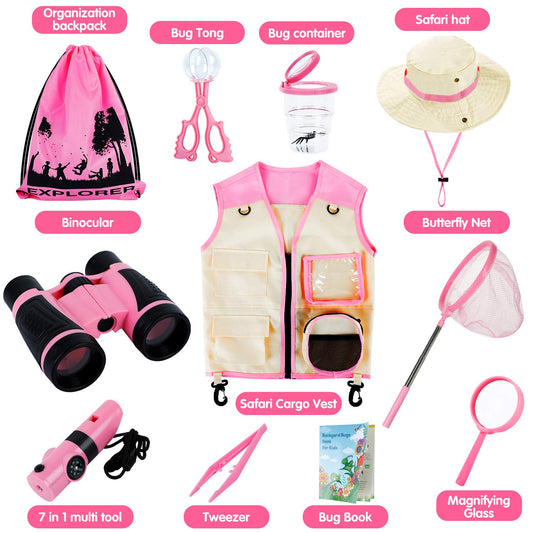 INNOCHEER Explorer Kit safari hat shields kids from sun during play.