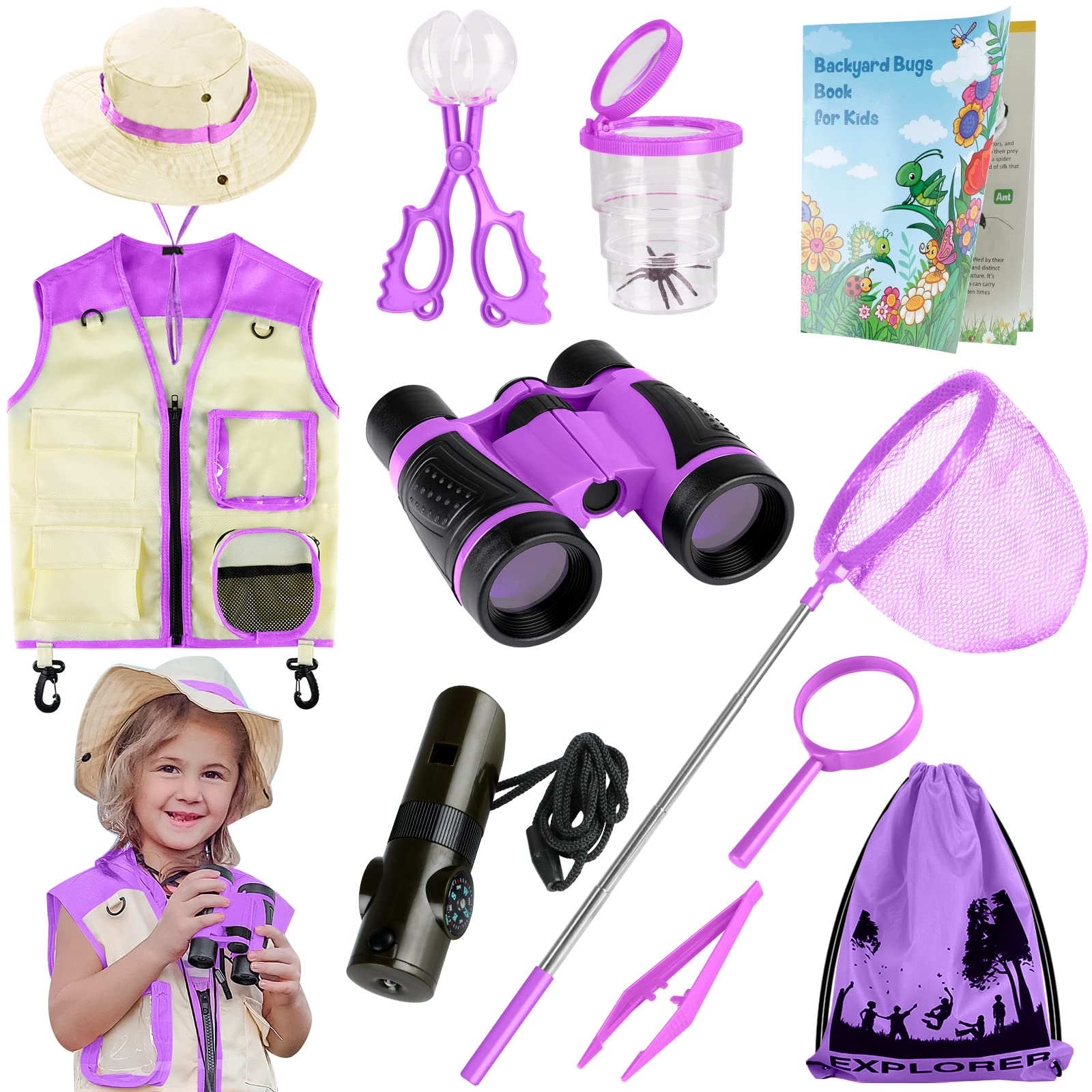 INNOCHEER Explorer Kit wearing the safari vest for outdoor exploration